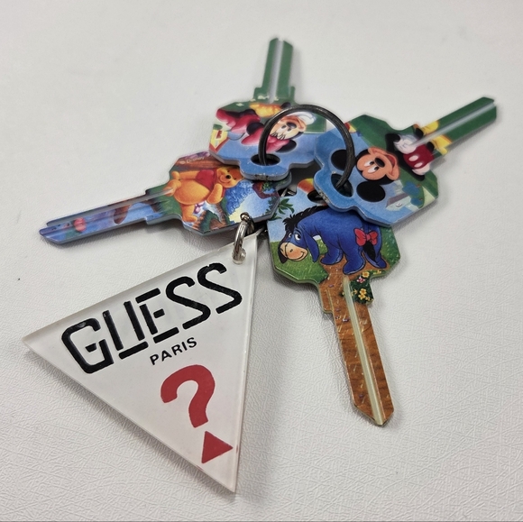 Disney Other - Vintage Guess Keychain & 4 NOS Disney House Key Blanks
